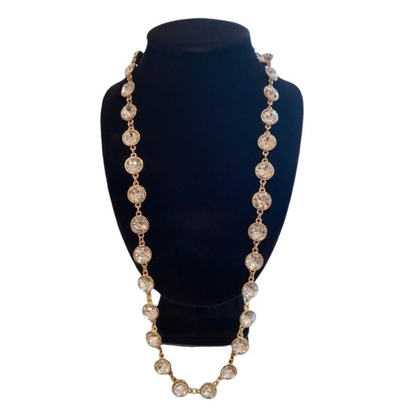 Jewelry - Gold Toned Rhinestone Long Necklace - 29” length plus 3” Extender